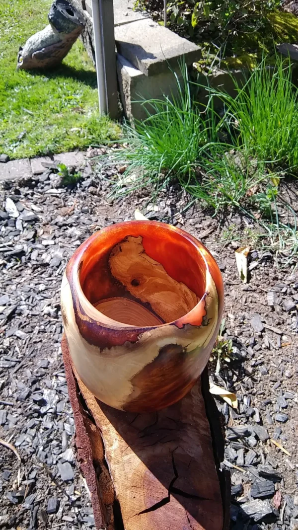 Cypress Wood Bowl with Copper Resin