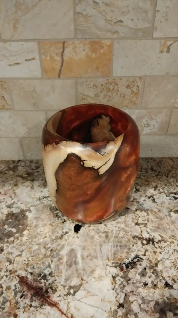 Cypress Wood Bowl with Copper Resin