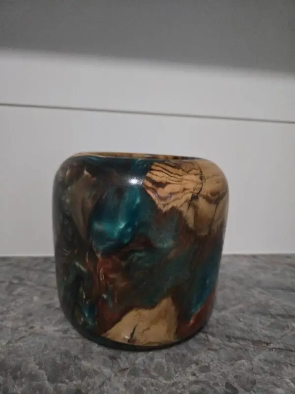 Emerald Green and Copper Driftwood and Resin Bowl