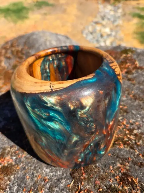 Emerald Green and Copper Driftwood and Resin Bowl
