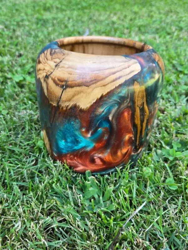 Emerald Green and Copper Driftwood and Resin Bowl