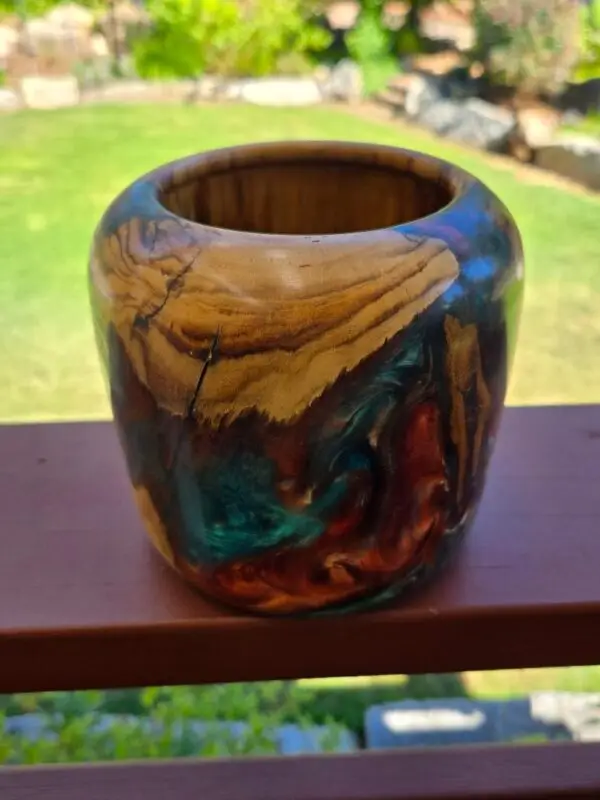Emerald Green and Copper Driftwood and Resin Bowl