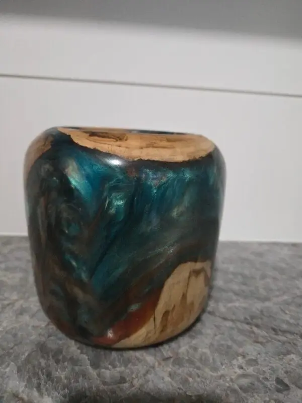 Emerald Green and Copper Driftwood and Resin Bowl