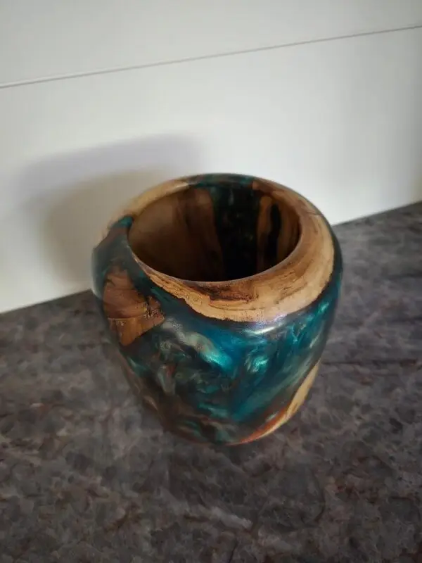 Emerald Green and Copper Driftwood and Resin Bowl