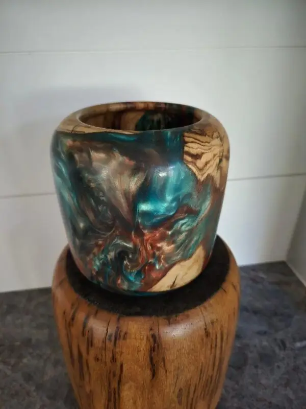 Emerald Green and Copper Driftwood and Resin Bowl