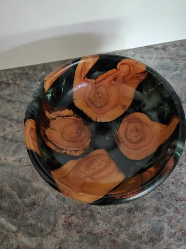 Forest Green Wood Bowl