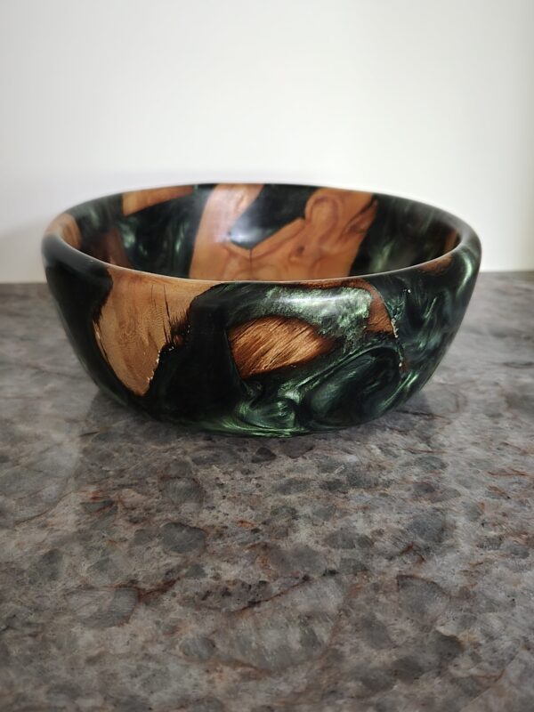 Forest Green Wood Bowl